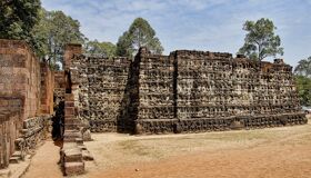 Ancient Walls of the Temples Complex of Angkor, Cambodia